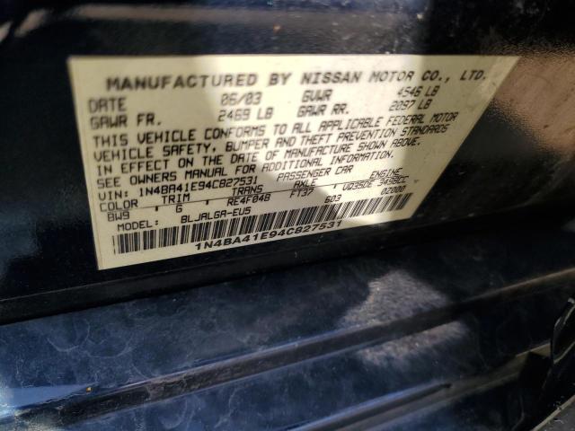 Photo 10 from auction – 2004 NISSAN MAXIMA SE with VIN 1N4BA41E94C827531