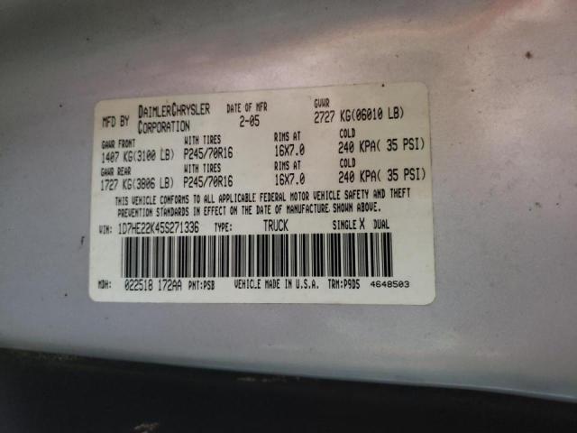 Photo 10 from auction – 2005 DODGE DAKOTA ST with VIN 1D7HE22K45S271336