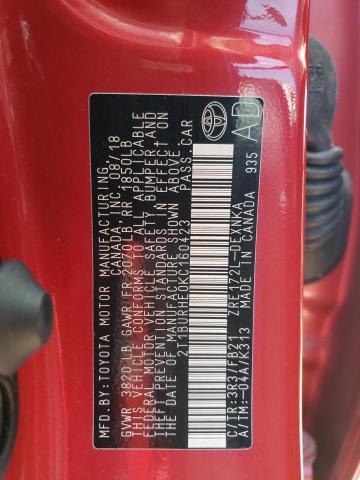 Photo 10 from auction – 2019 TOYOTA COROLLA L with VIN 2T1BURHE0KC160423