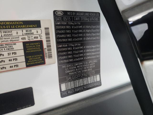 Photo 10 from auction – 2015 LAND ROVER RANGE ROVE with VIN SALGS3TF2FA237773