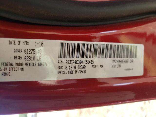 Photo 10 from auction – 2010 DODGE CHARGER with VIN 2B3CA4CD8AH156415