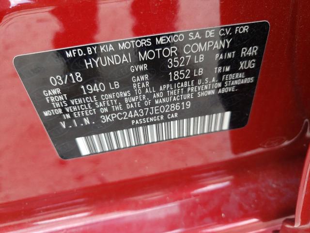Photo 10 from auction – 2018 HYUNDAI ACCENT SE with VIN 3KPC24A37JE028619