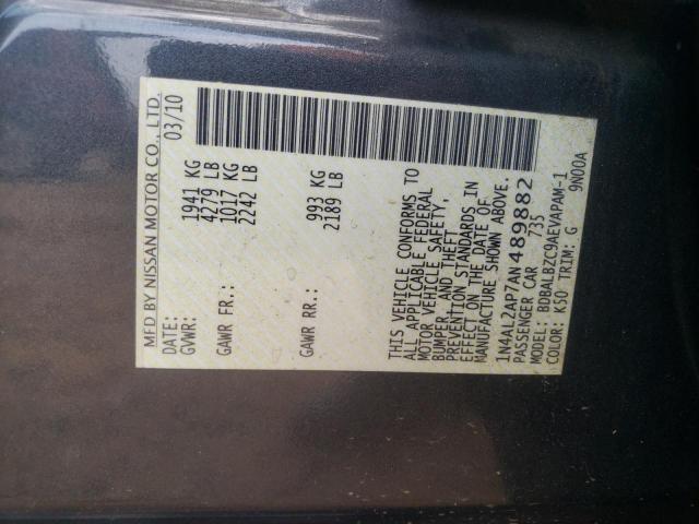 Photo 10 from auction – 2010 NISSAN ALTIMA BAS with VIN 1N4AL2AP7AN489882