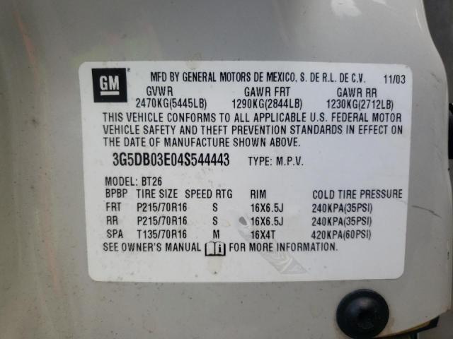 Photo 10 from auction – 2004 BUICK RENDEZVOUS with VIN 3G5DB03E04S544443