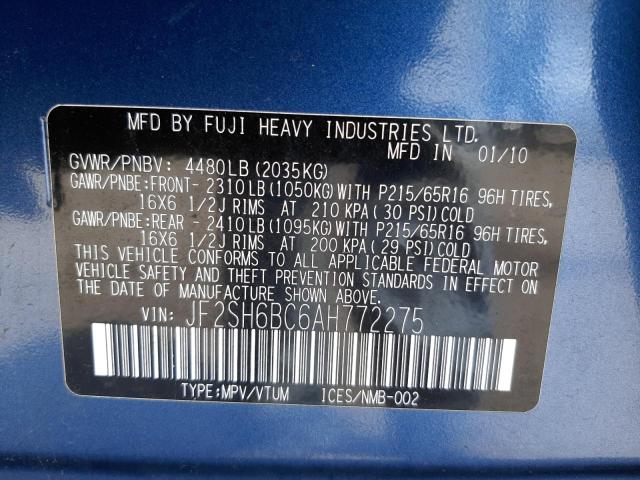 Photo 10 from auction – 2010 SUBARU FORESTER X with VIN JF2SH6BC6AH772275