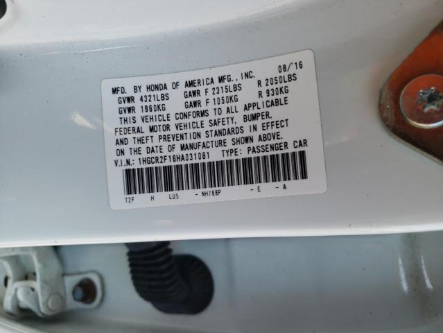 Photo 10 from auction – 2017 HONDA ACCORD with VIN 1HGCR2F16HA031081