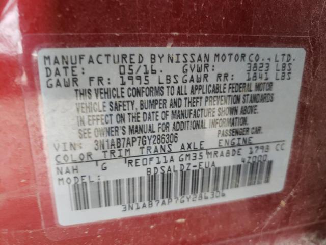 Photo 10 from auction – 2016 NISSAN SENTRA S with VIN 3N1AB7AP7GY286306