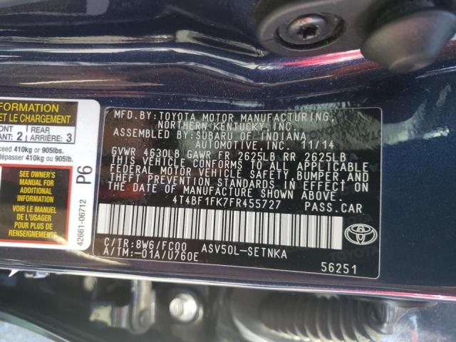 Photo 10 from auction – 2015 TOYOTA CAMRY LE with VIN 4T4BF1FK7FR455727
