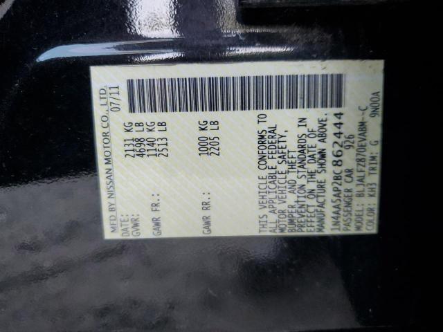 Photo 10 from auction – 2011 NISSAN MAXIMA S with VIN 1N4AA5AP2BC862444