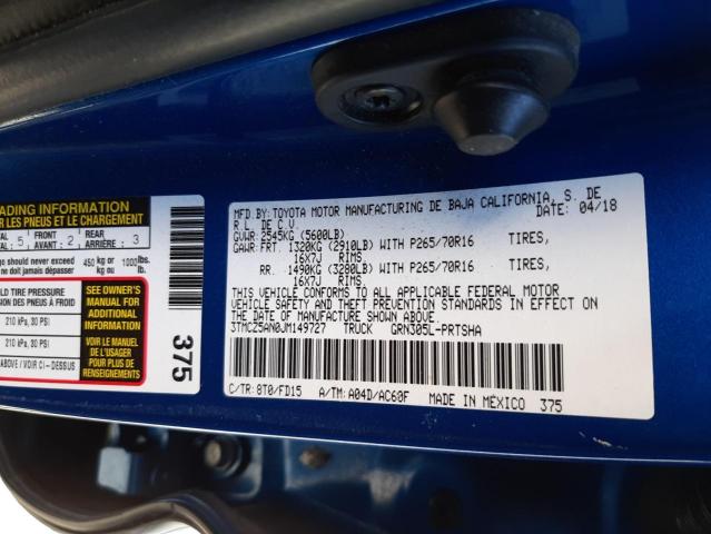 Photo 10 from auction – 2018 TOYOTA TACOMA DOU with VIN 3TMCZ5AN0JM149727