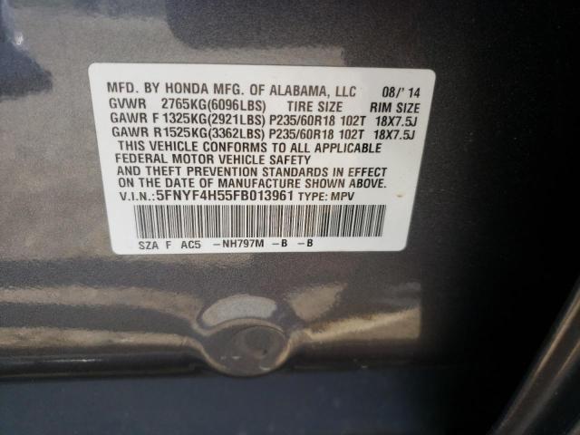 Photo 10 from auction – 2015 HONDA PILOT EXL with VIN 5FNYF4H55FB013961