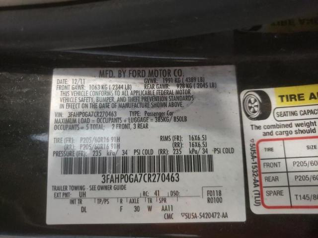 Photo 10 from auction – 2012 FORD FUSION S with VIN 3FAHP0GA7CR270463