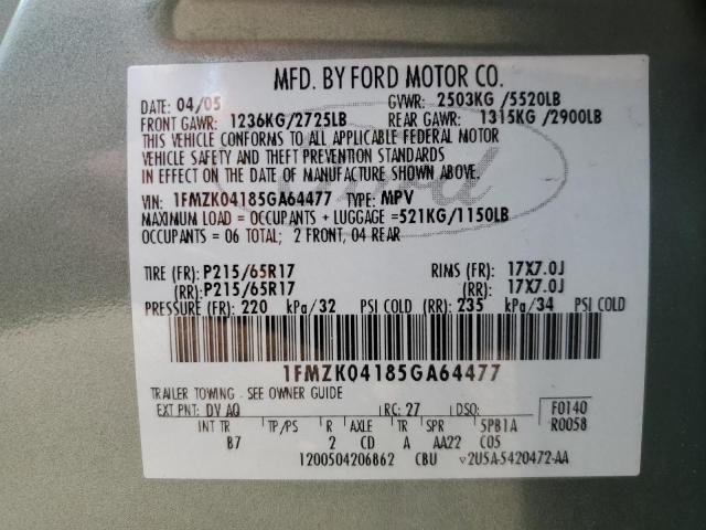 Photo 10 from auction – 2005 FORD FREESTYLE with VIN 1FMZK04185GA64477