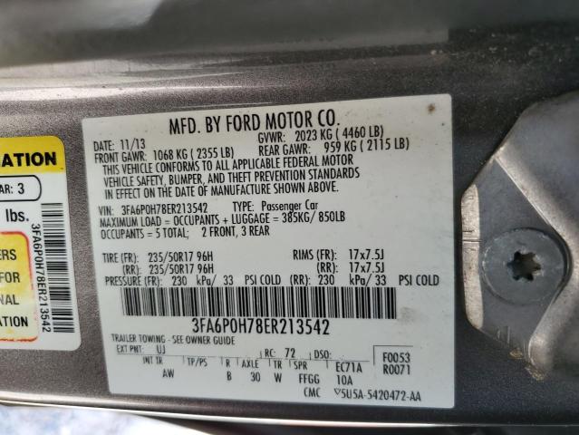 Photo 10 from auction – 2014 FORD FUSION SE with VIN 3FA6P0H78ER213542
