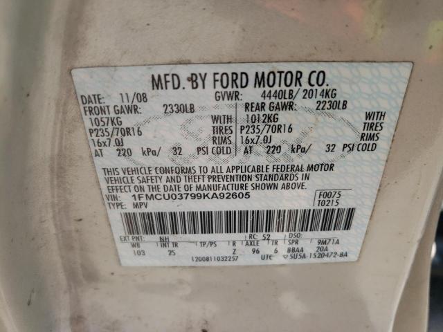 Photo 10 from auction – 2009 FORD ESCAPE XLT with VIN 1FMCU03799KA92605