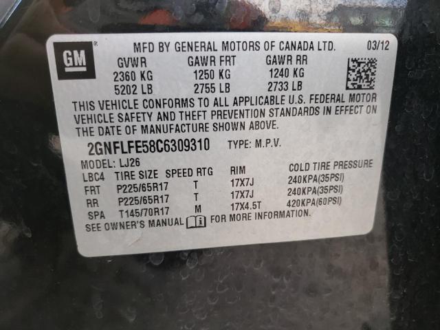 Photo 10 from auction – 2012 CHEVROLET EQUINOX LT with VIN 2GNFLFE58C6309310
