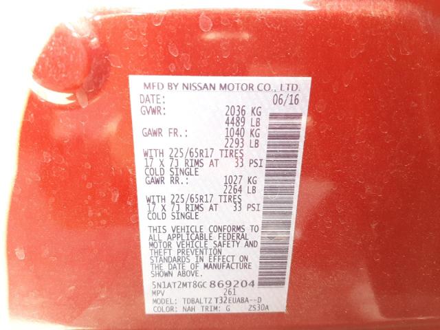 Photo 10 from auction – 2016 NISSAN ROGUE S with VIN 5N1AT2MT8GC869204