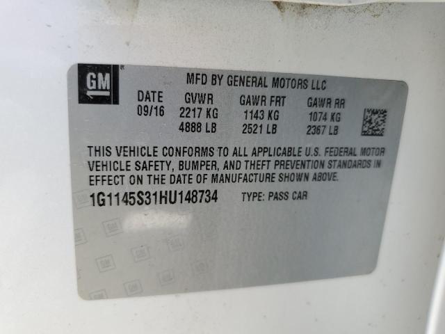 Photo 10 from auction – 2017 CHEVROLET IMPALA PRE with VIN 1G1145S31HU148734