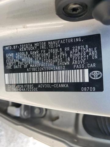 Photo 10 from auction – 2005 TOYOTA CAMRY LE with VIN 4T1BE32K55U424652