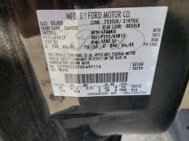 Photo 10 from auction – 2005 FORD F150 with VIN 1FTPX12575FA97114