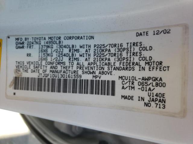 Photo 10 from auction – 2003 LEXUS RX 300 with VIN JTJGF10U130161559