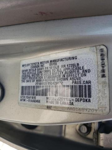 Photo 10 from auction – 2001 TOYOTA COROLLA CE with VIN 2T1BR12E11C429572