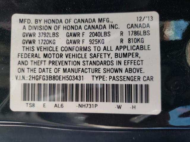 Photo 10 from auction – 2014 HONDA CIVIC EX with VIN 2HGFG3B80EH503431
