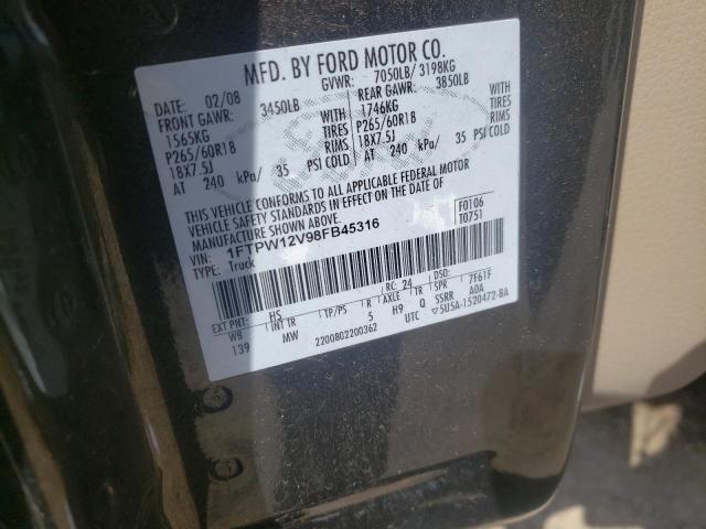 Photo 10 from auction – 2008 FORD F150 SUPER with VIN 1FTPW12V98FB45316