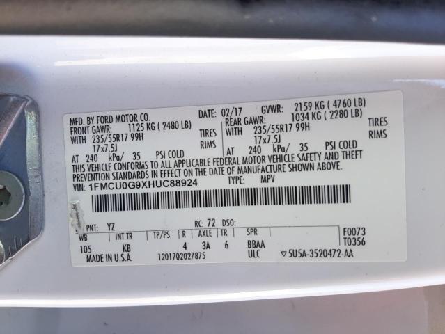 Photo 10 from auction – 2017 FORD ESCAPE with VIN 1FMCU0G9XHUC88924