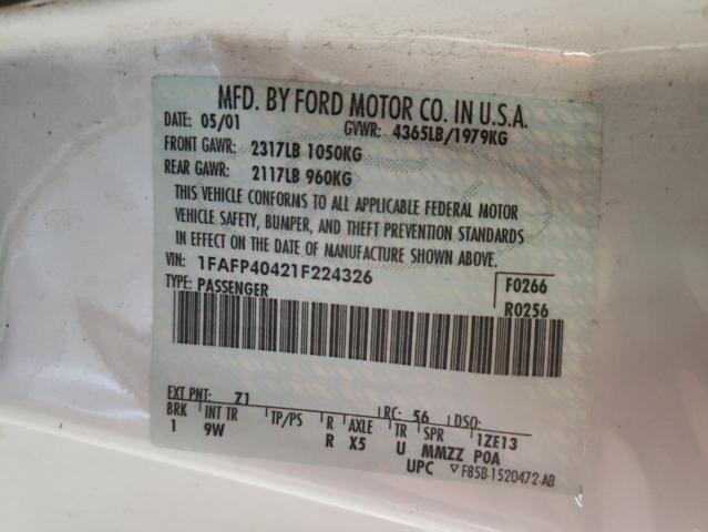 Photo 10 from auction – 2001 FORD MUSTANG with VIN 1FAFP40421F224326