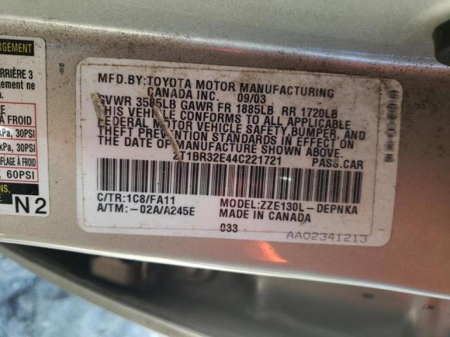 Photo 10 from auction – 2004 TOYOTA COROLLA CE with VIN 2T1BR32E44C221721