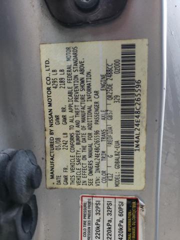 Photo 10 from auction – 2008 NISSAN ALTIMA 2.5 with VIN 1N4AL24E48C265596