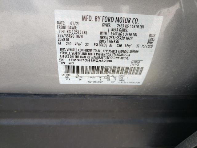 Photo 10 from auction – 2021 FORD EXPLORER X with VIN 1FMSK7DH1MGA82390