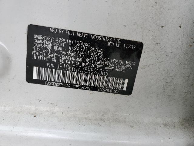 Photo 10 from auction – 2008 SUBARU IMPREZA 2. with VIN JF1GE61678H520365
