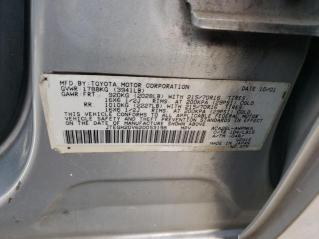 Photo 10 from auction – 2002 TOYOTA RAV4 with VIN JTEGH20V620053198