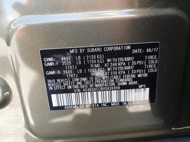 Photo 10 from auction – 2017 SUBARU OUTBACK 2. with VIN 4S4BSACC6H3436906