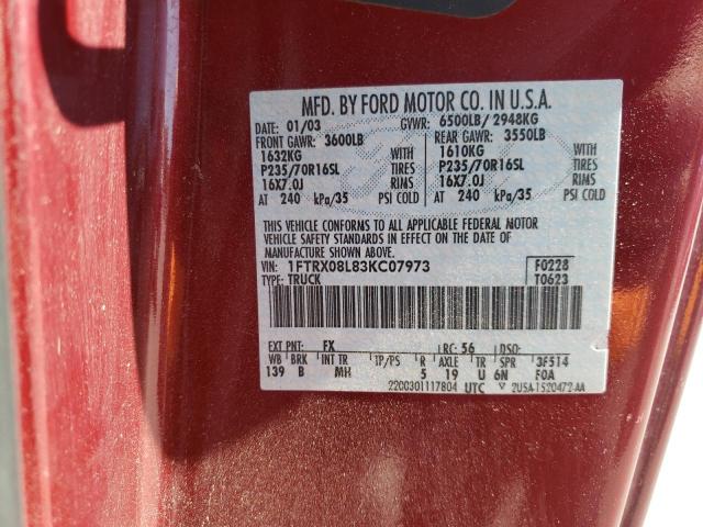 Photo 10 from auction – 2003 FORD F150 with VIN 1FTRX08L83KC07973