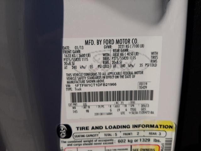 Photo 10 from auction – 2013 FORD F150 SUPER with VIN 1FTFW1CT1DFB21966
