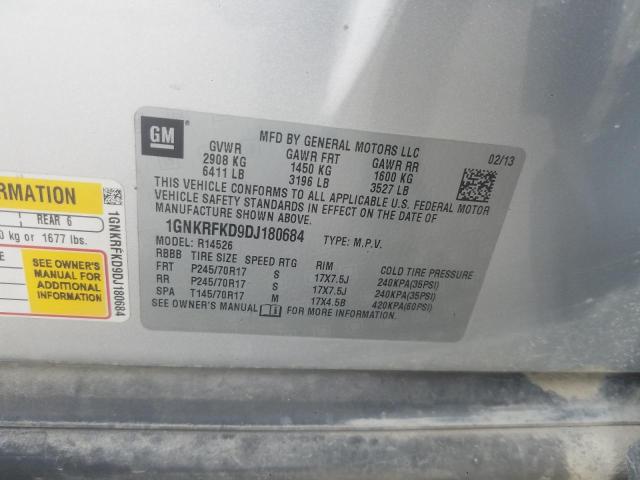 Photo 10 from auction – 2013 CHEVROLET TRAVERSE L with VIN 1GNKRFKD9DJ180684