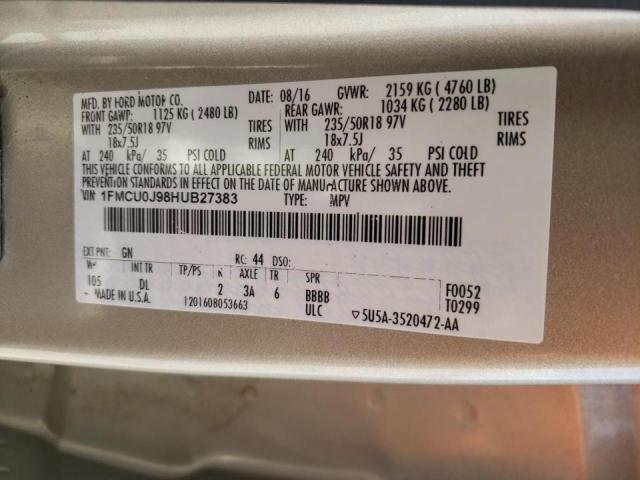 Photo 10 from auction – 2017 FORD ESCAPE TIT with VIN 1FMCU0J98HUB27383