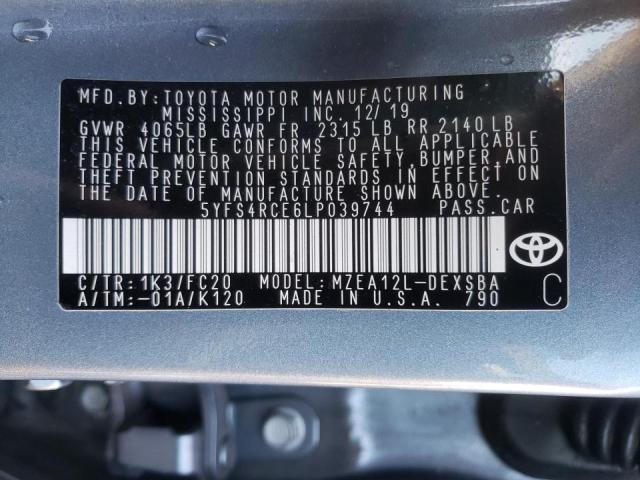 Photo 10 from auction – 2020 TOYOTA COROLLA SE with VIN 5YFS4RCE6LP039744
