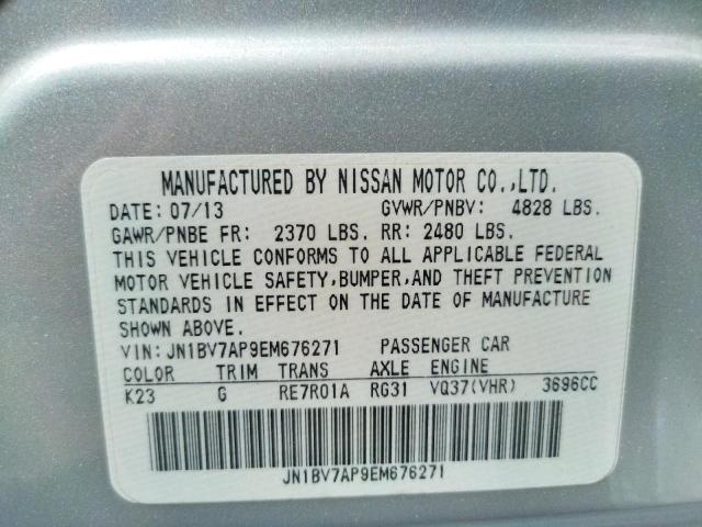 Photo 10 from auction – 2014 INFINITI Q50 BASE with VIN JN1BV7AP9EM676271