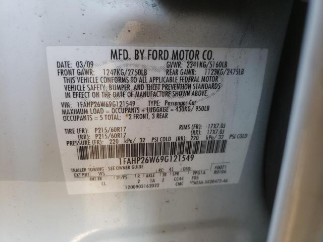 Photo 10 from auction – 2009 FORD TAURUS SE with VIN 1FAHP26W69G121549