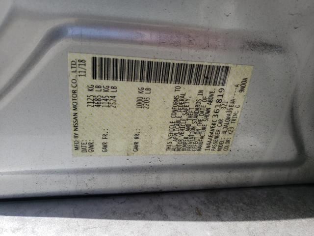 Photo 10 from auction – 2019 NISSAN MAXIMA S with VIN 1N4AA6AV6KC361819