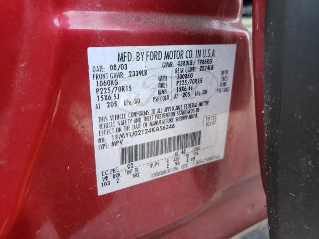 Photo 10 from auction – 2004 FORD ESCAPE XLS with VIN 1FMYU02124KA56346