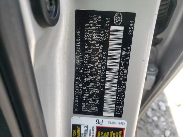 Photo 10 from auction – 2012 TOYOTA CAMRY BASE with VIN 4T1BF1FKXCU030251