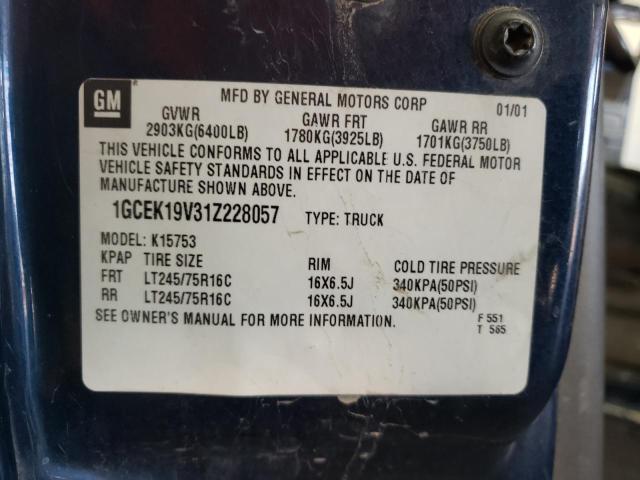Photo 10 from auction – 2001 CHEVROLET SILVERADO with VIN 1GCEK19V31Z228057