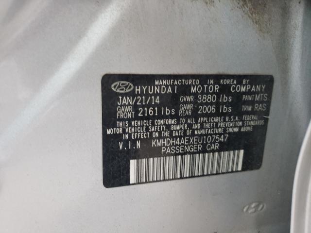 Photo 10 from auction – 2014 HYUNDAI ELANTRA SE with VIN KMHDH4AEXEU107547