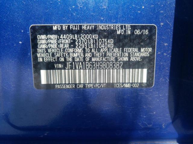 Photo 10 from auction – 2017 SUBARU WRX with VIN JF1VA1B63H9808382