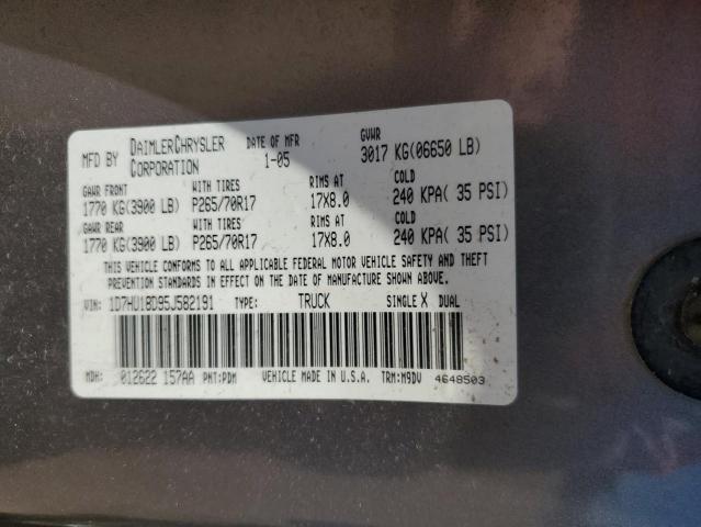 Photo 10 from auction – 2005 DODGE RAM 1500 S with VIN 1D7HU18D95J582191